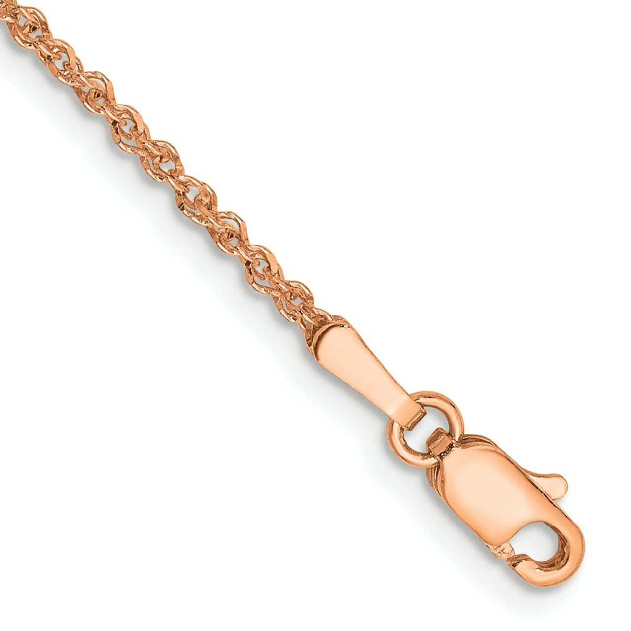 14K Rose Gold 1.7mm Ropa Chain Anklet - Length 9'' inches - (C64-208)
