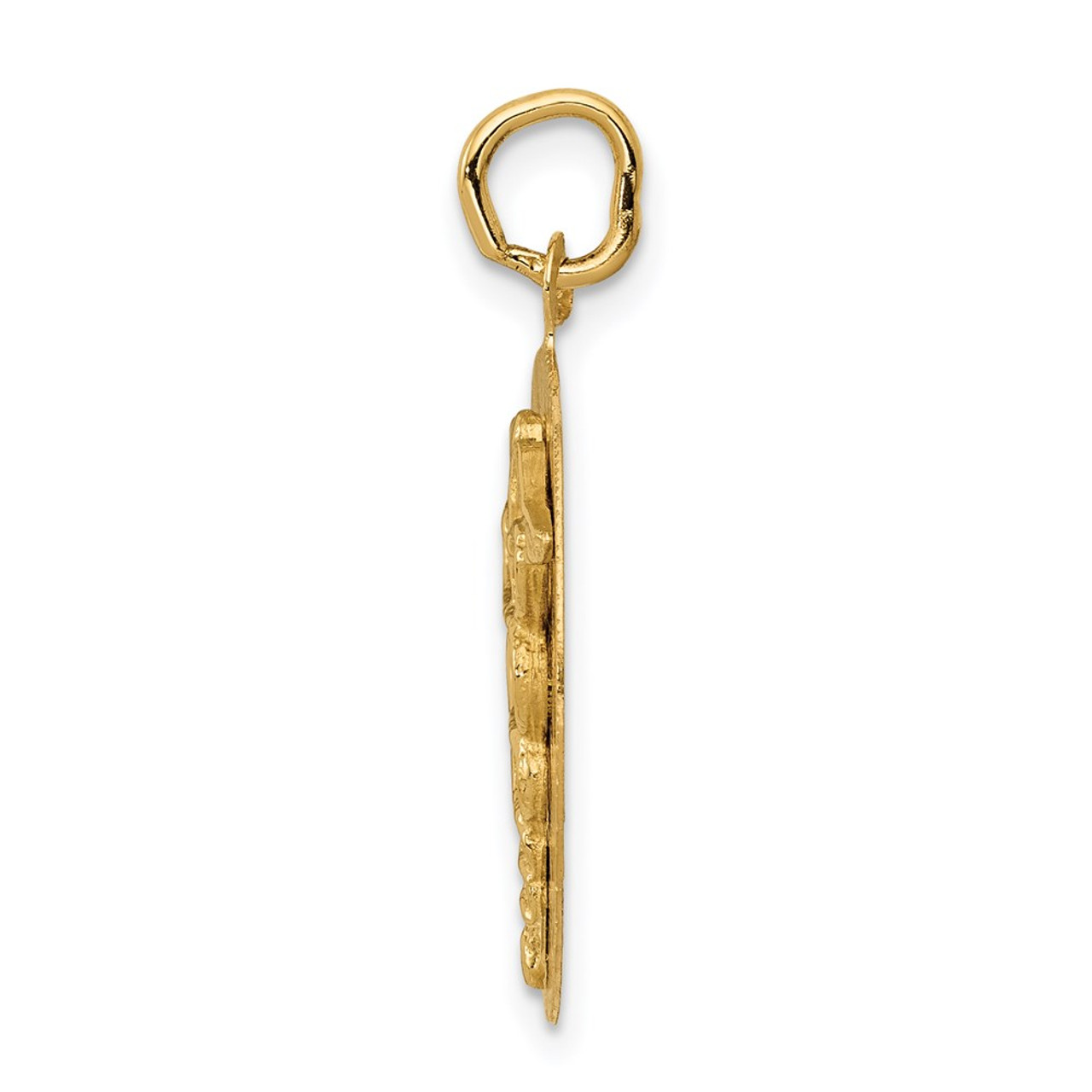 14K Yellow Gold Caduceus Disc Charm - (A82-523)