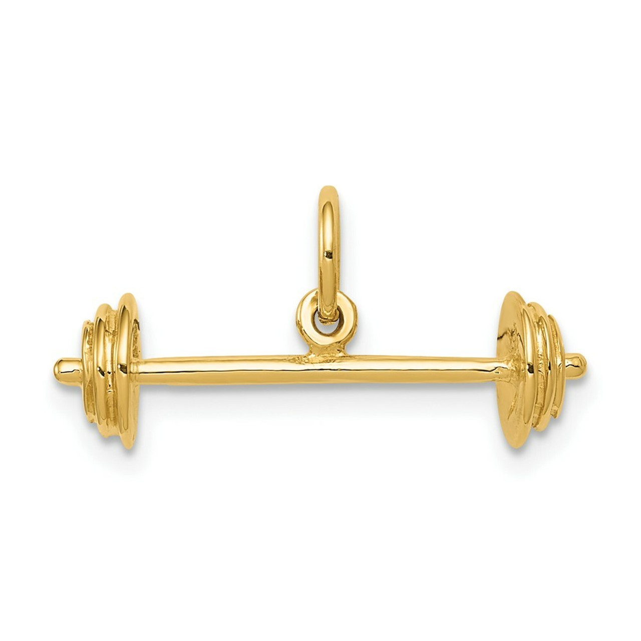 14K Yellow Gold Barbell Charm - (A82-593)