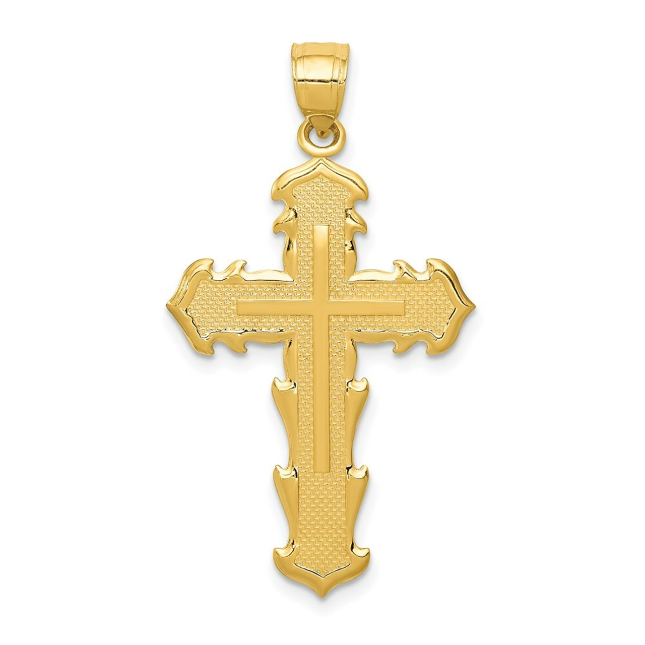 14K Yellow Gold Passion Cross Pendant 36mm length - (A83-890)