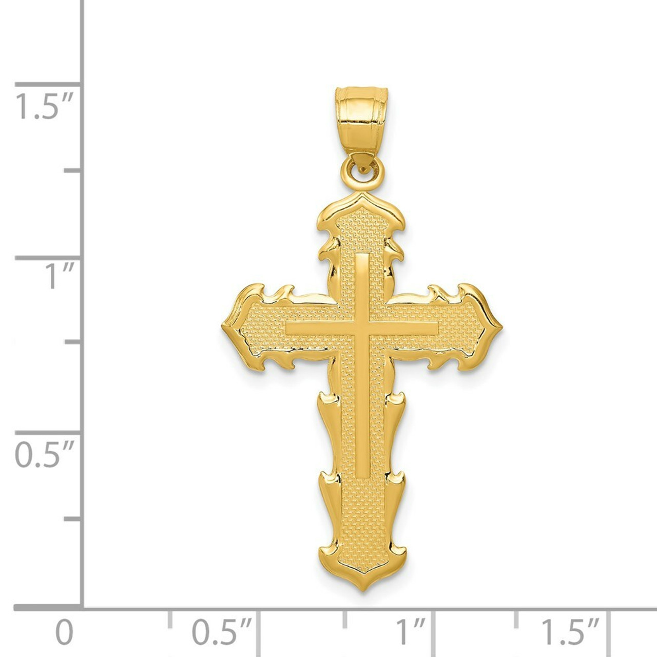14K Yellow Gold Passion Cross Pendant 36mm length - (A83-890)