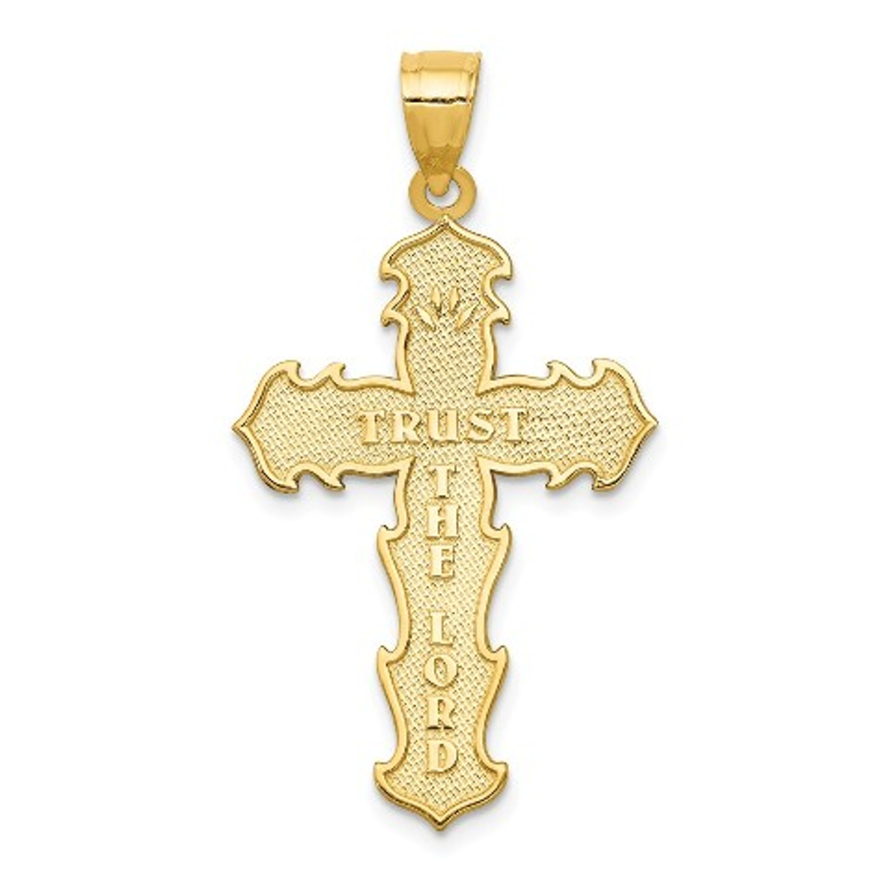 14K Yellow Gold Passion Cross Pendant 36mm length - (A83-890)