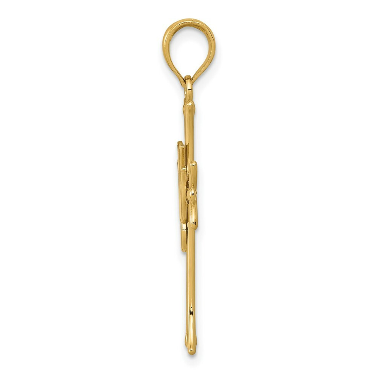14K Yellow Gold Dove On Cross Pendant - (A83-916)