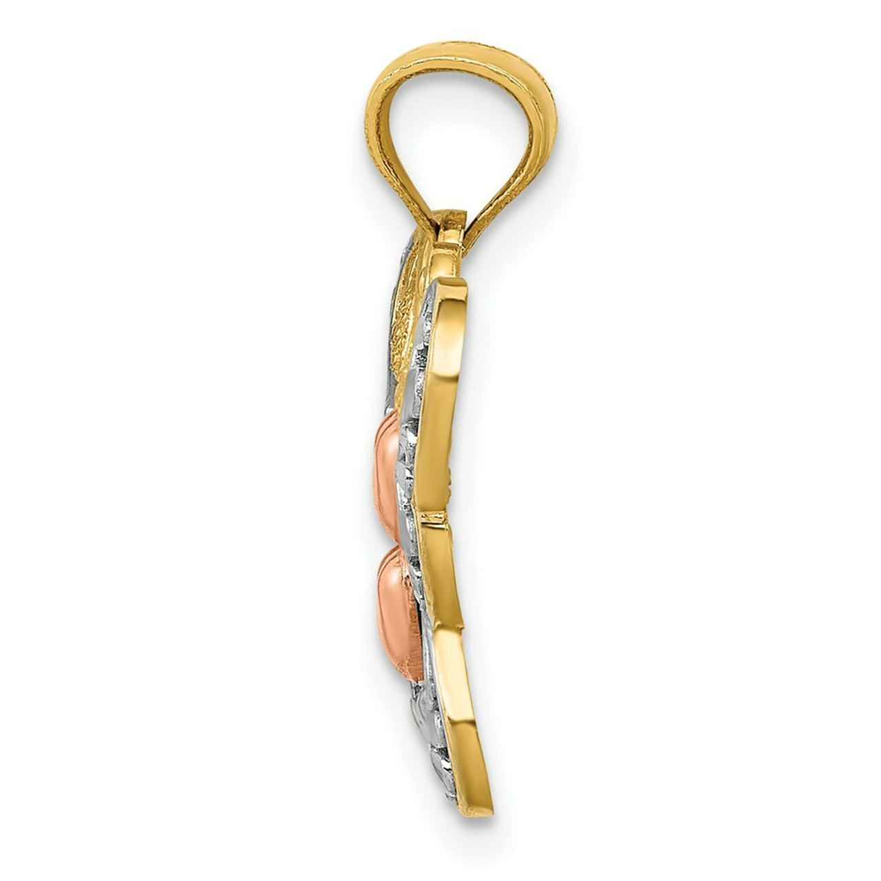 14K Yellow Gold & White Rhodium Two-tone Butterfly Pendant - (A84-382)