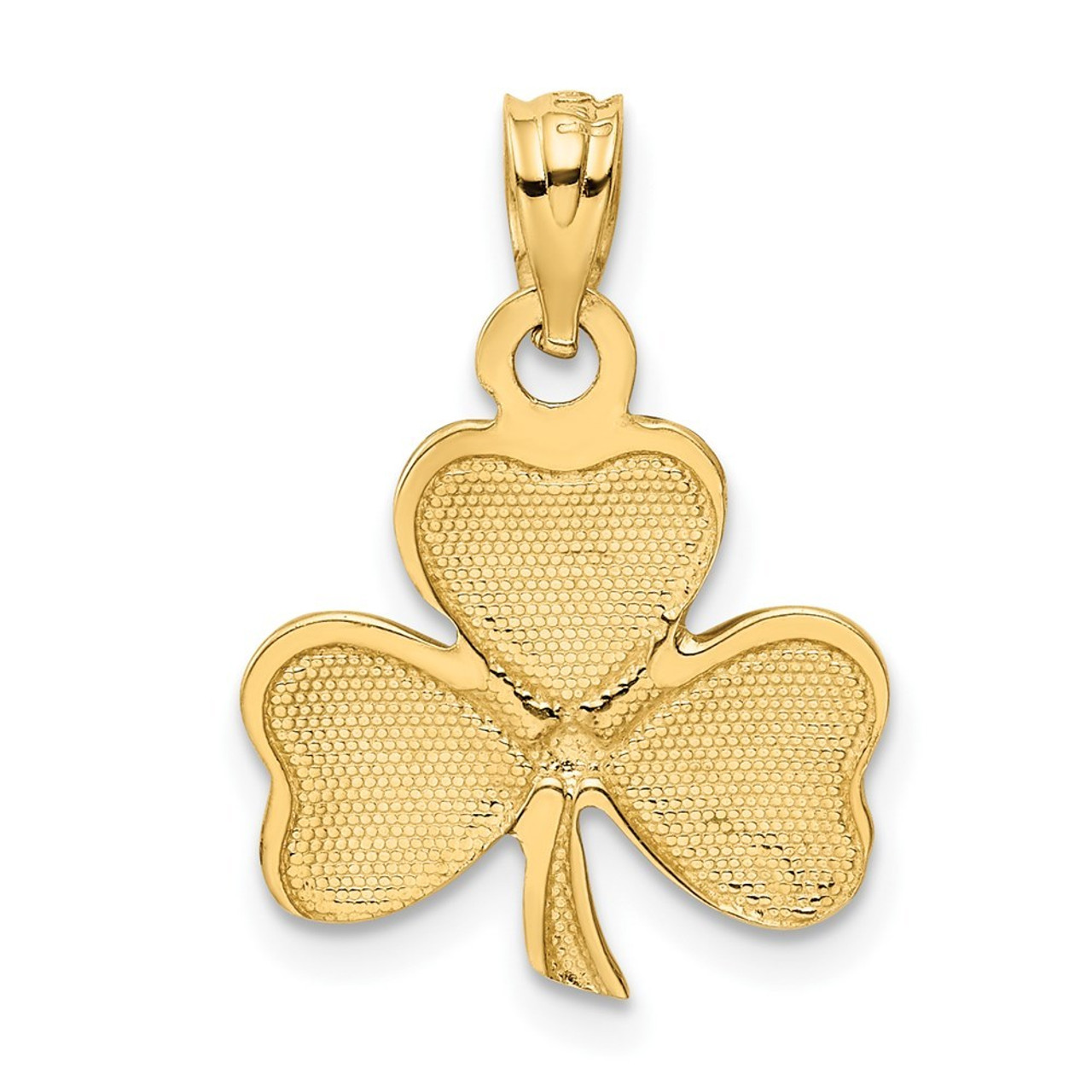 14K Yellow Gold Enameled 3 Leaf Clover Pendant - (A84-733)