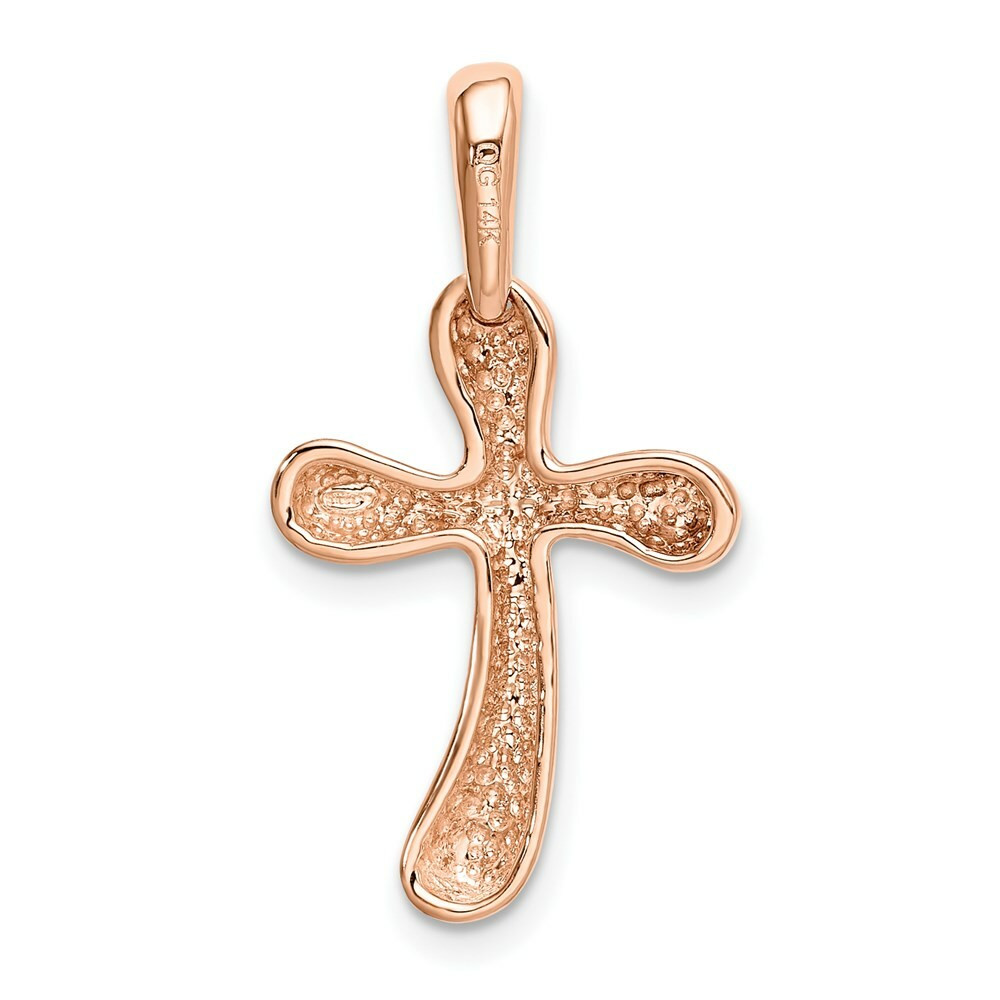 14K Rose Gold Freeform Cross Pendant - (A84-787) - Roy Rose Jewelry