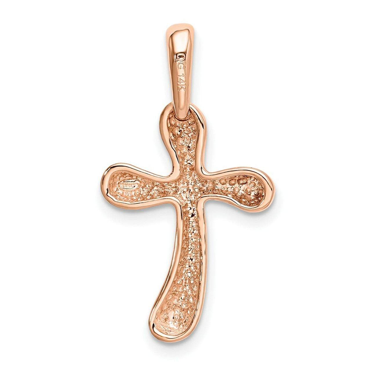 14K Rose Gold Freeform Cross Pendant - (A84-787)