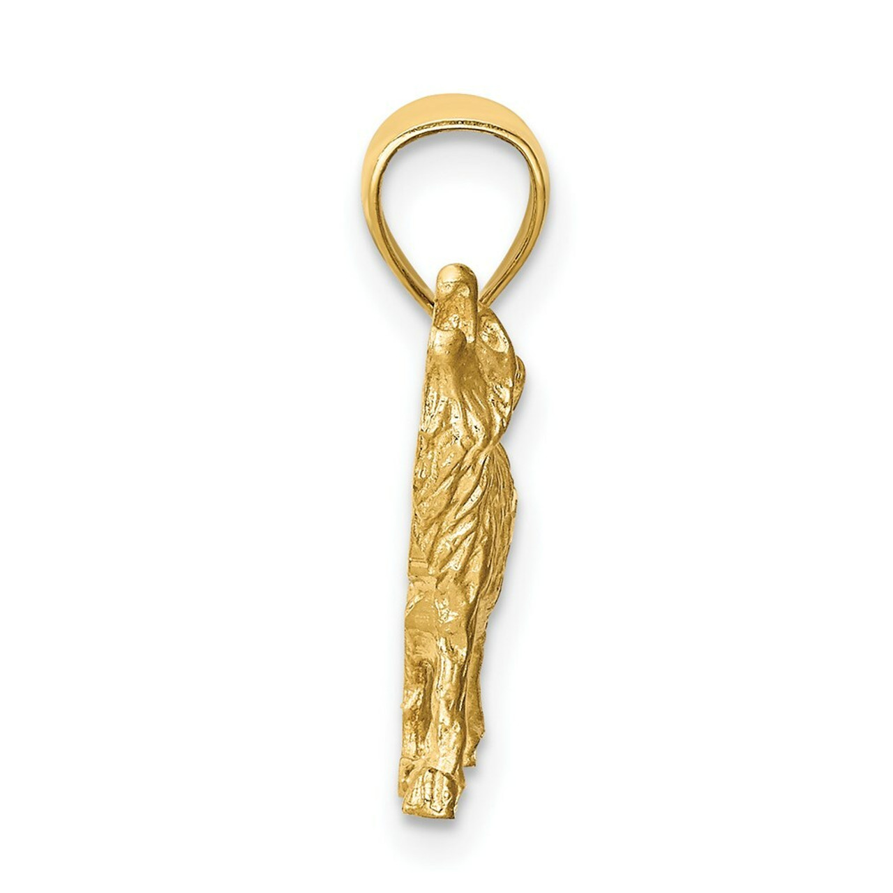 14K Yellow Gold Diamond-cut Wolf Pendant - (A84-902)