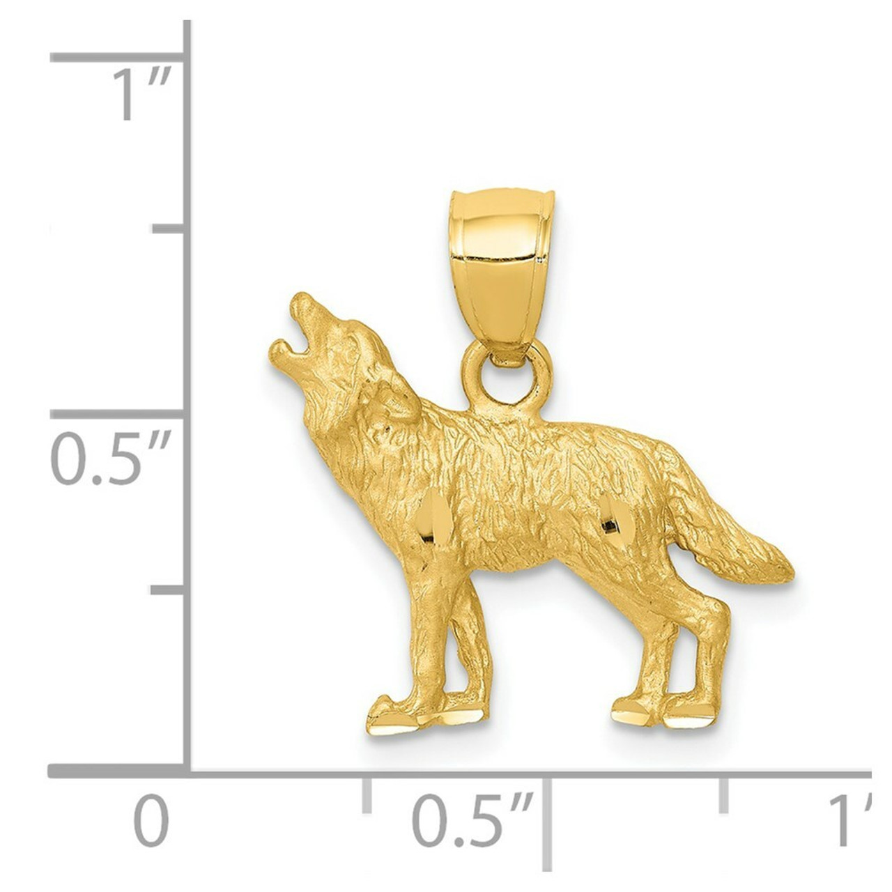 14K Yellow Gold Diamond-cut Wolf Pendant - (A84-902)