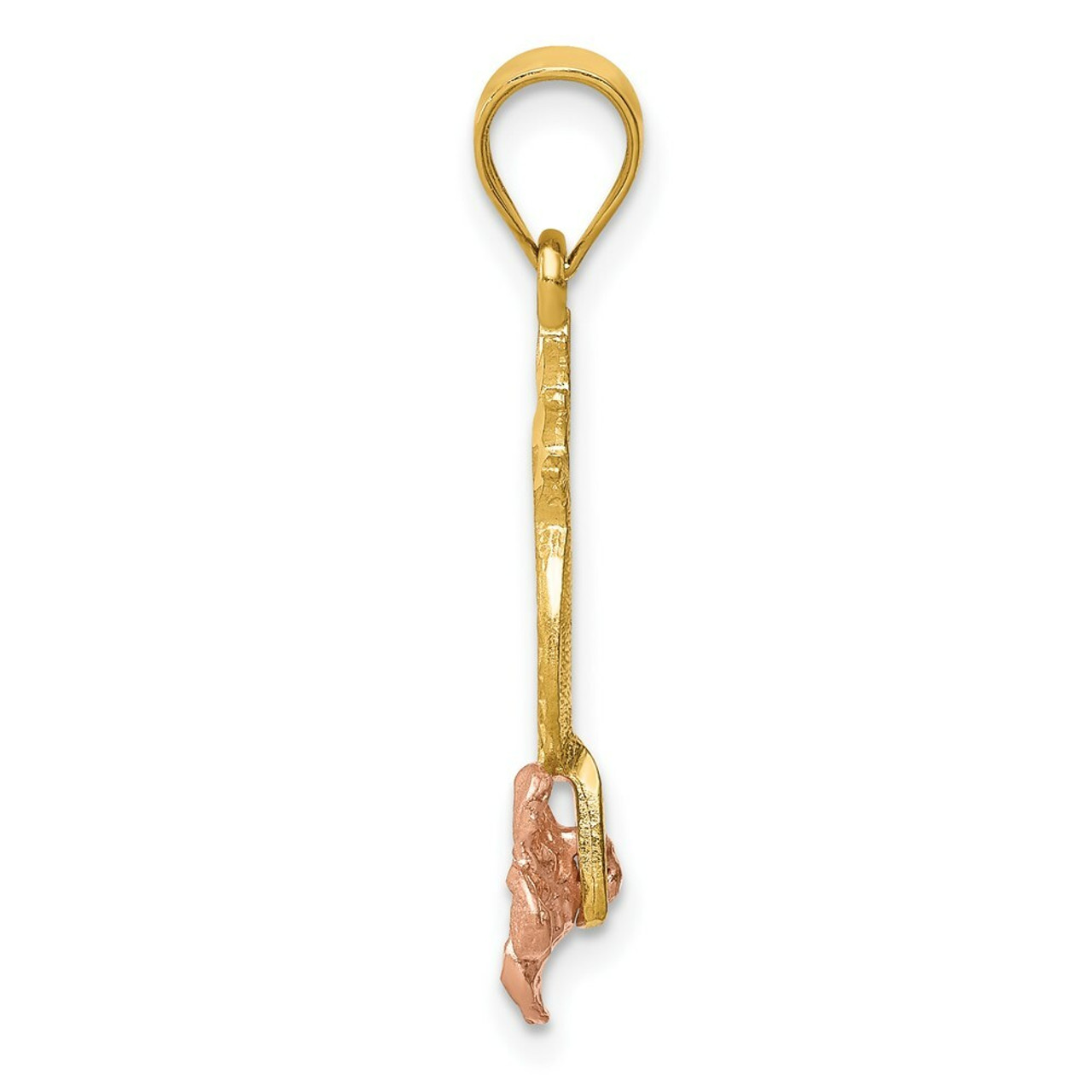 14K Yellow Gold Yellow & Rose Gold Pineapple with Plumeria Pendant - (A85-574)