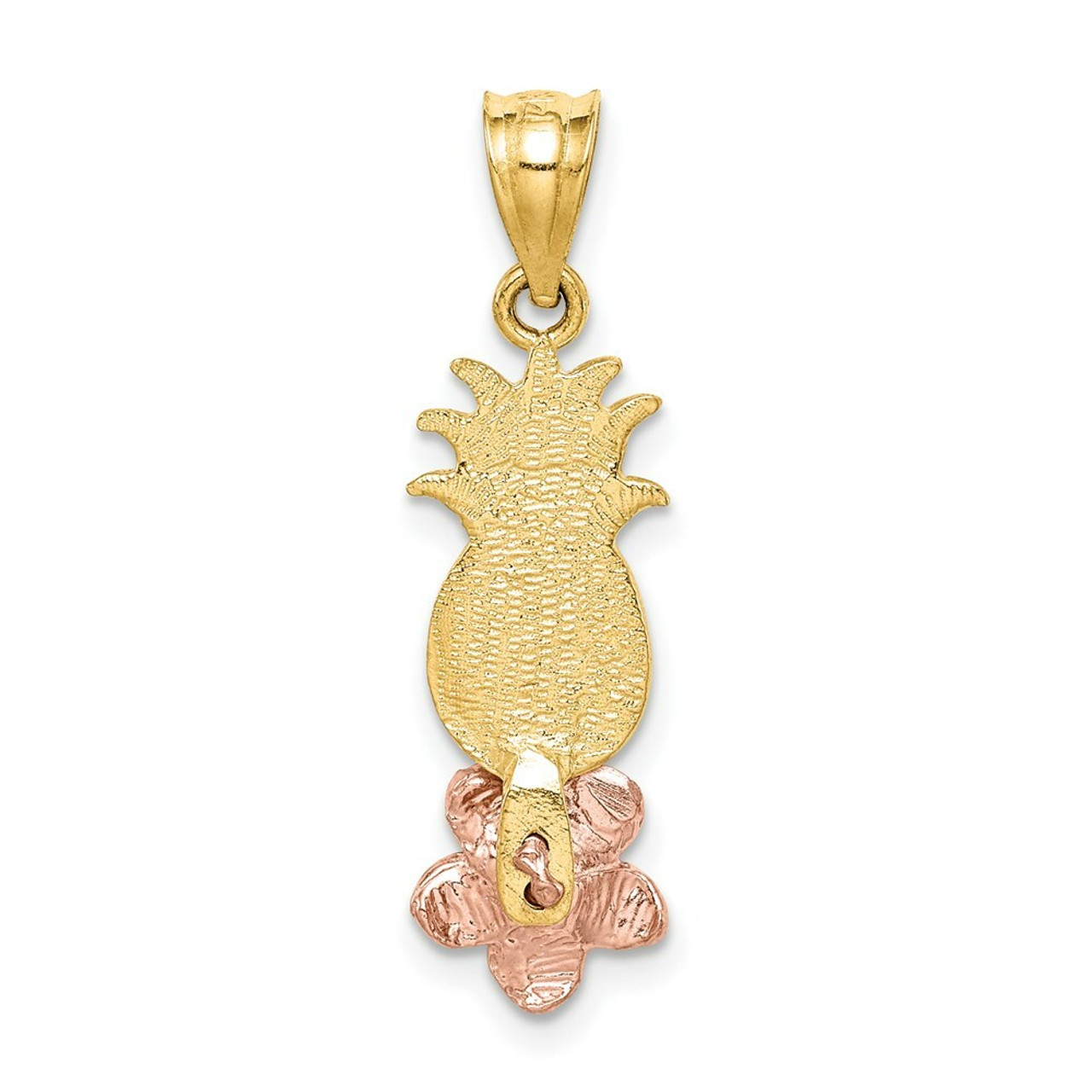 14K Yellow Gold Yellow & Rose Gold Pineapple with Plumeria Pendant - (A85-574)