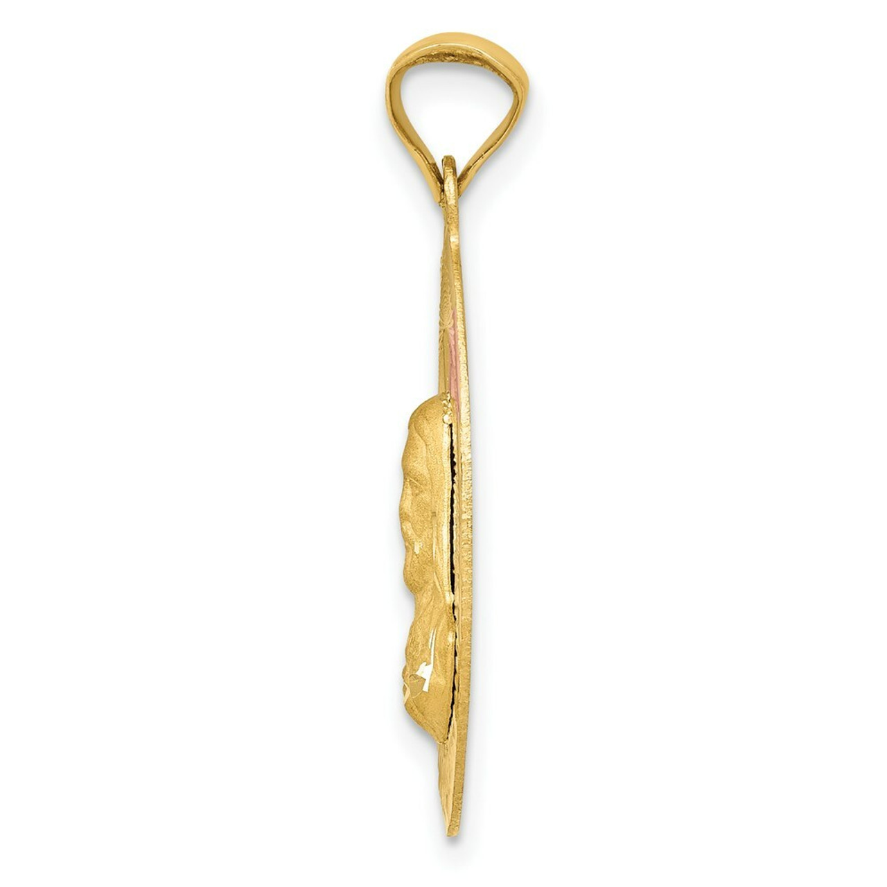 14K Yellow Gold Two-tone & Diamond-cut Sagrado Corazon Oval Pendant - (A85-754)