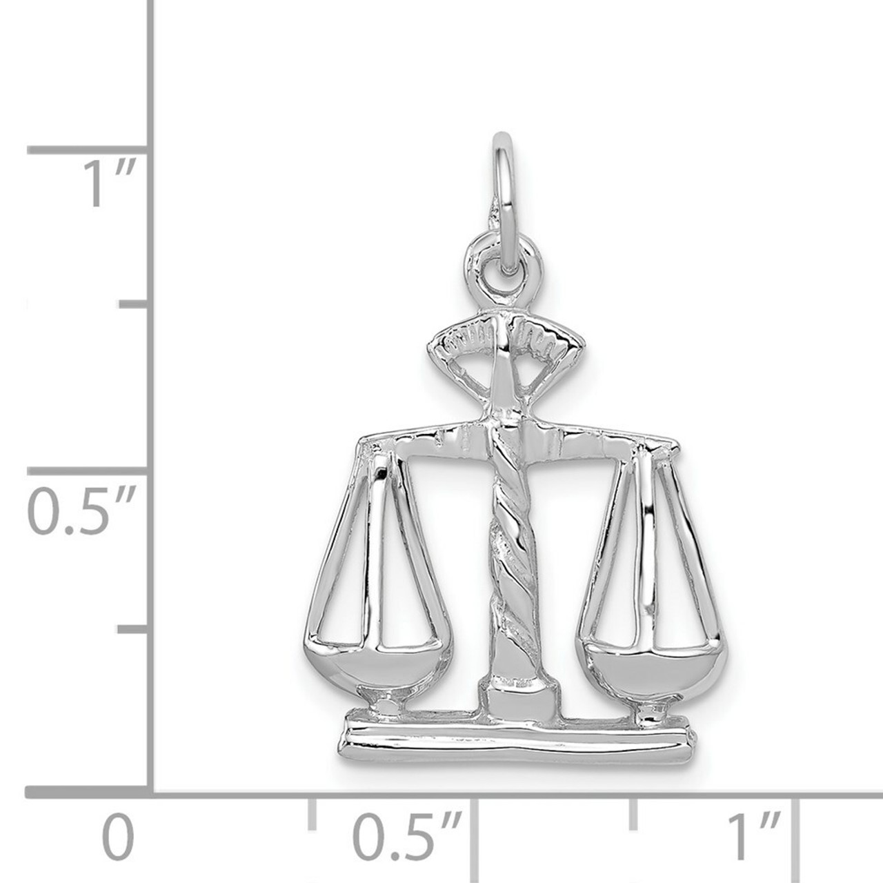 14K White Gold Polished Open-Backed Large Scales of Justice Charm - (A86-311)