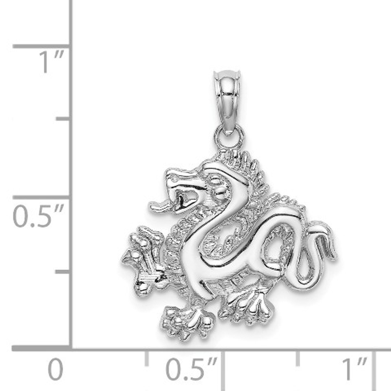 14K White Gold Small Dragon Charm Pendant - (A89-985)