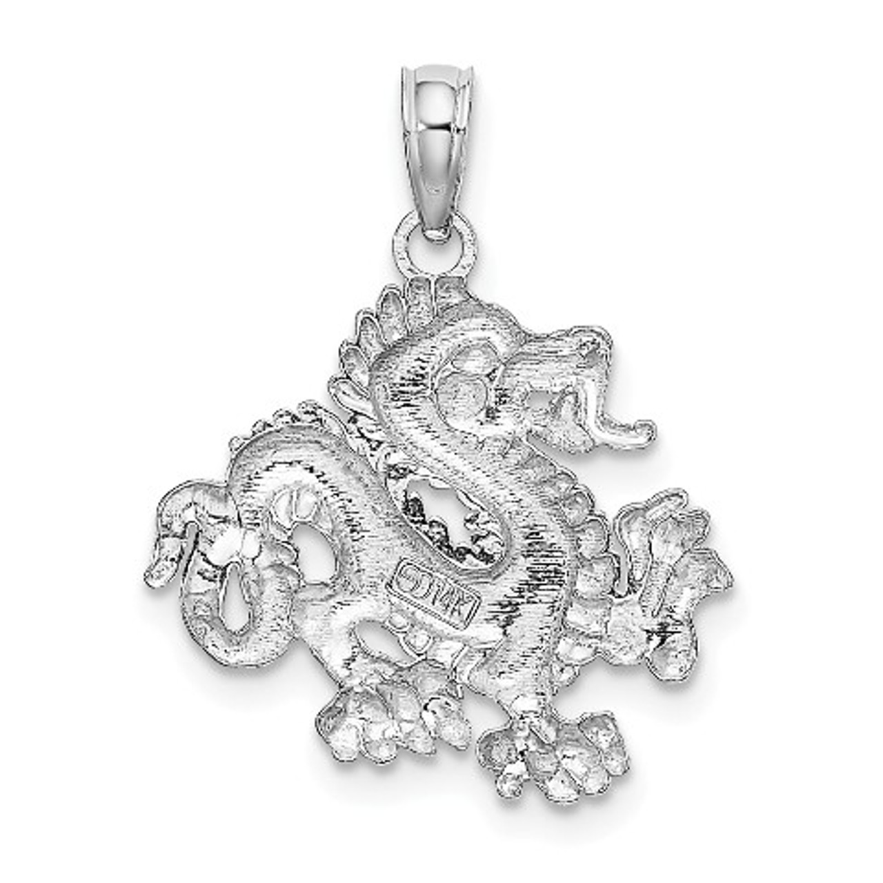 14K White Gold Small Dragon Charm Pendant - (A89-985)