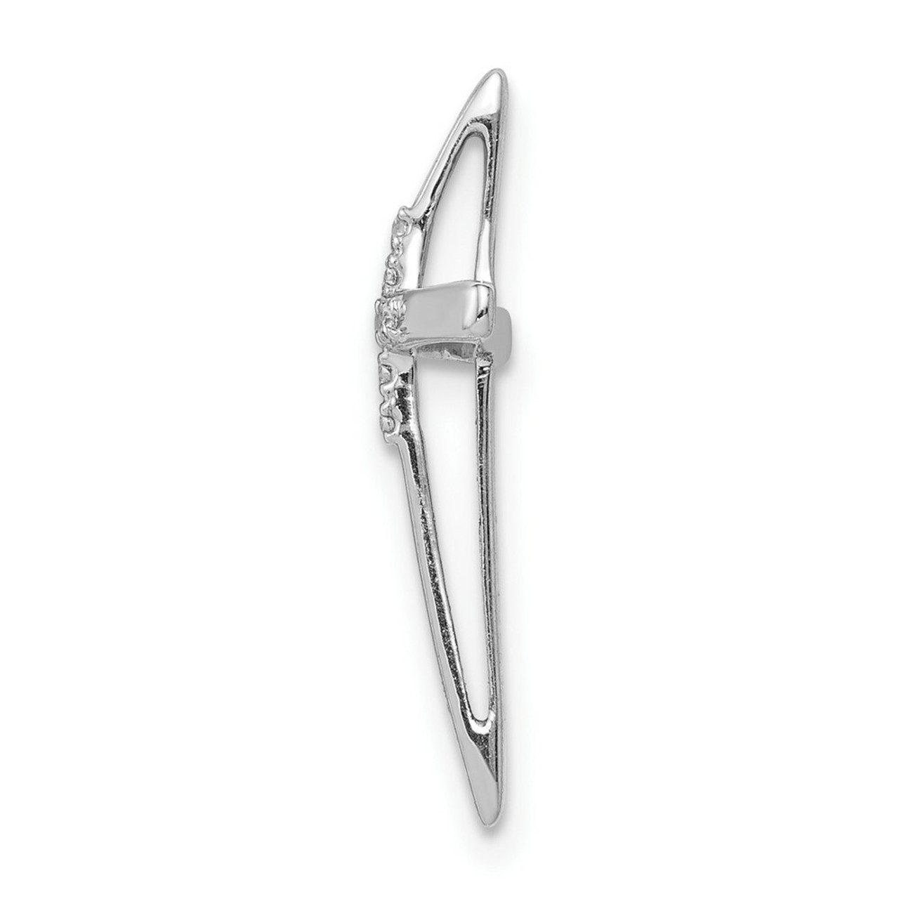 14K White Gold Diamond Accent Cross Chain Slide Pendant - (A97-202)
