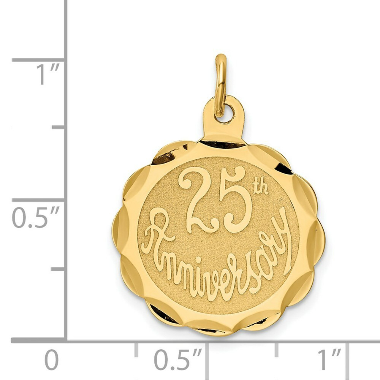 14K Yellow Gold 25th Anniversary Disc Charm - (A98-581)