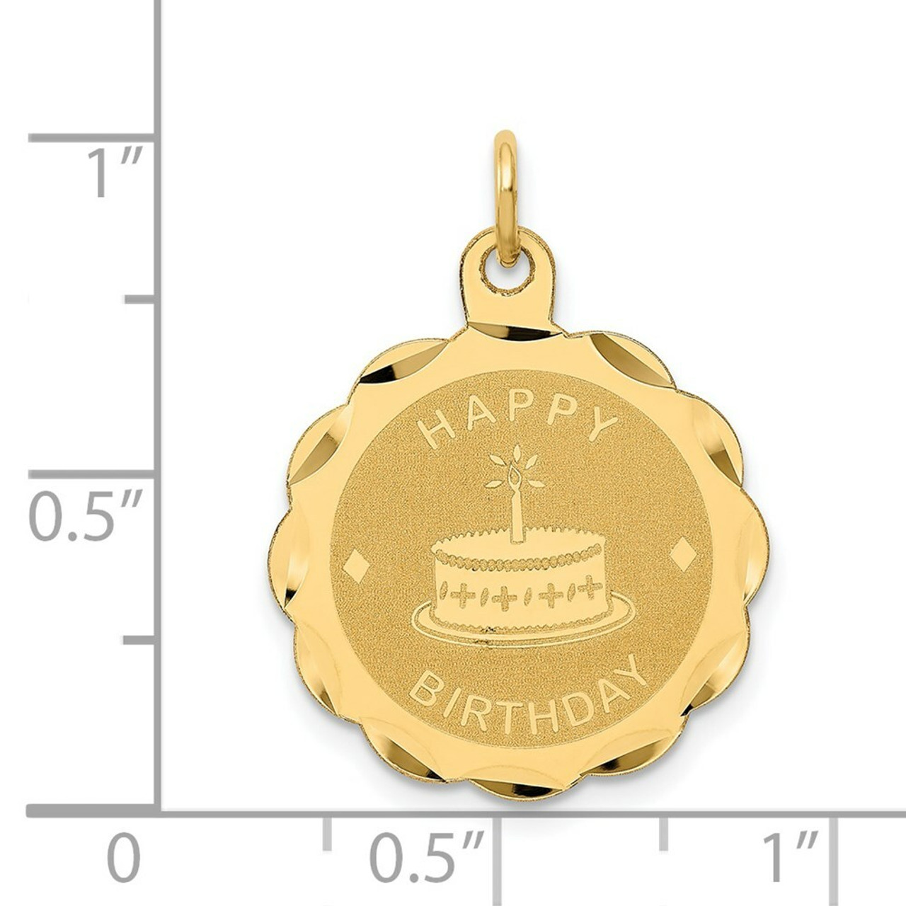 14K Yellow Gold Happy Birthday Charm Pendant - (A98-764)