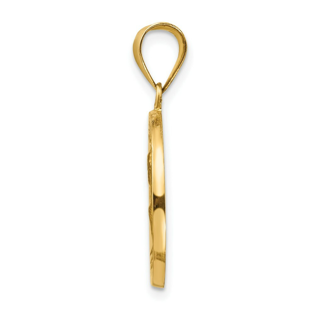 14K Yellow Gold Polished and Satin St. Peter Medal Pendant 20mm width - (B11-110)