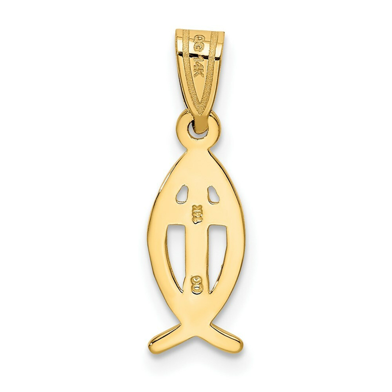 14K Yellow Gold Ichthus Fish Charm - (B11-232)
