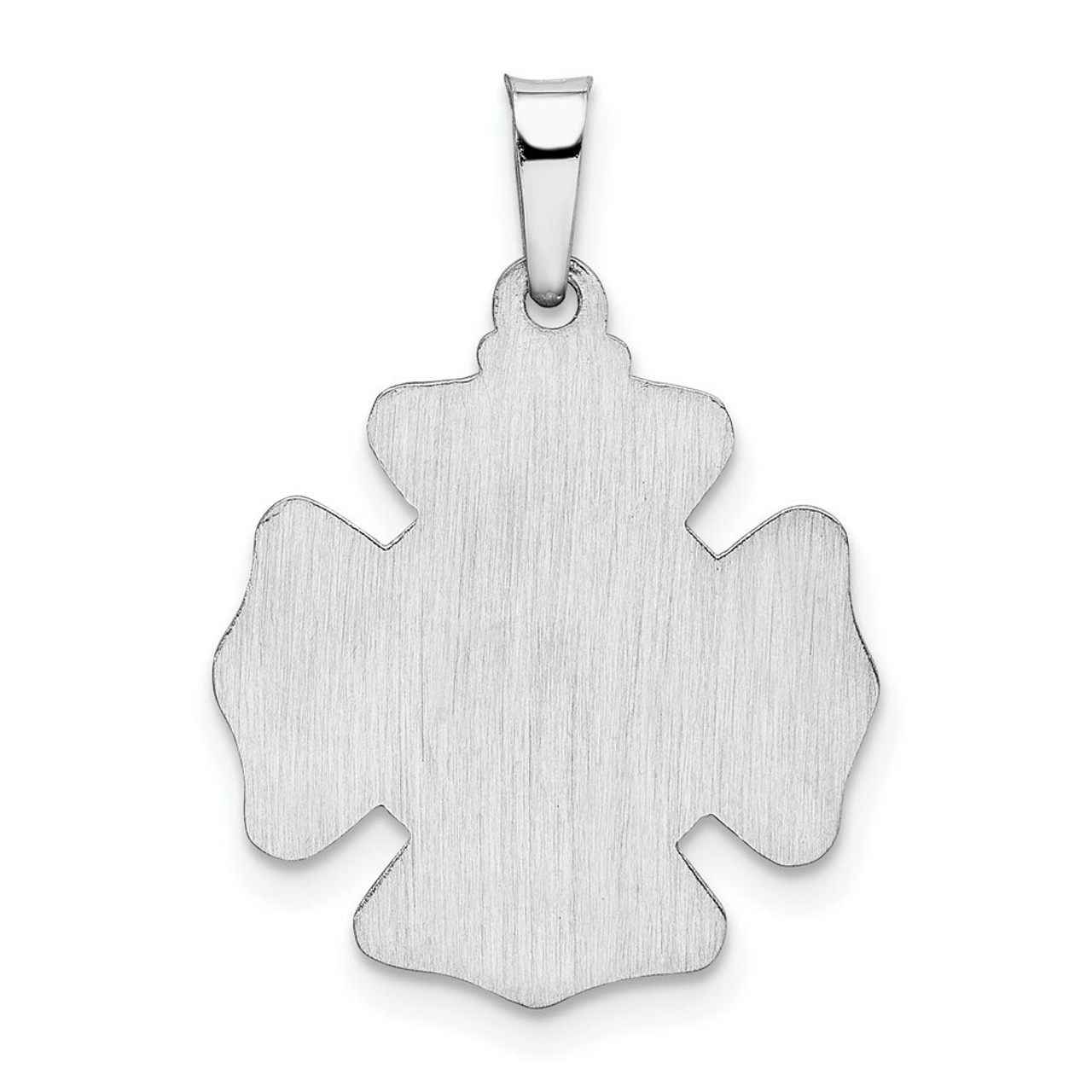 14K White Gold Polished and Satin St. Florian Badge Pendant 16mm width - (B11-290)
