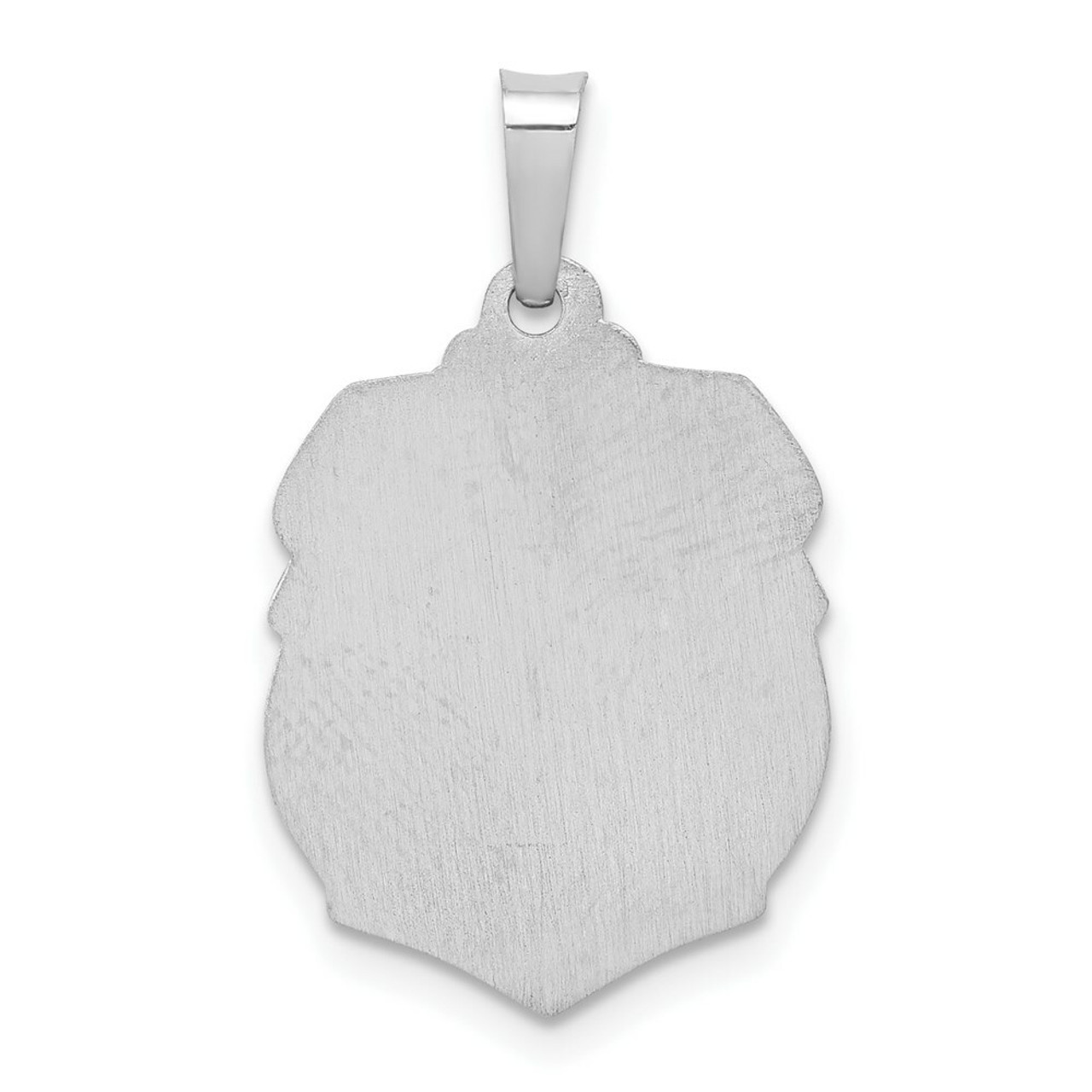 14K White Gold Polished and Satin St. Michael Medal Pendant 15mm width - (B11-351)