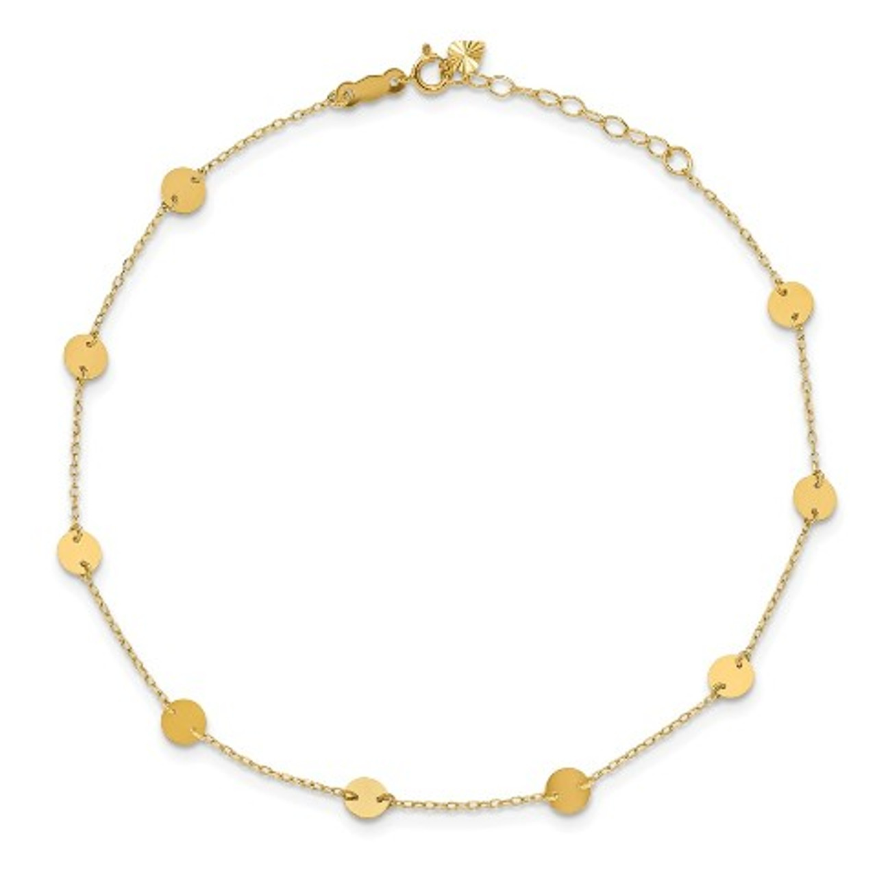 14k Yellow Gold Puffed Rice Bead Anklet