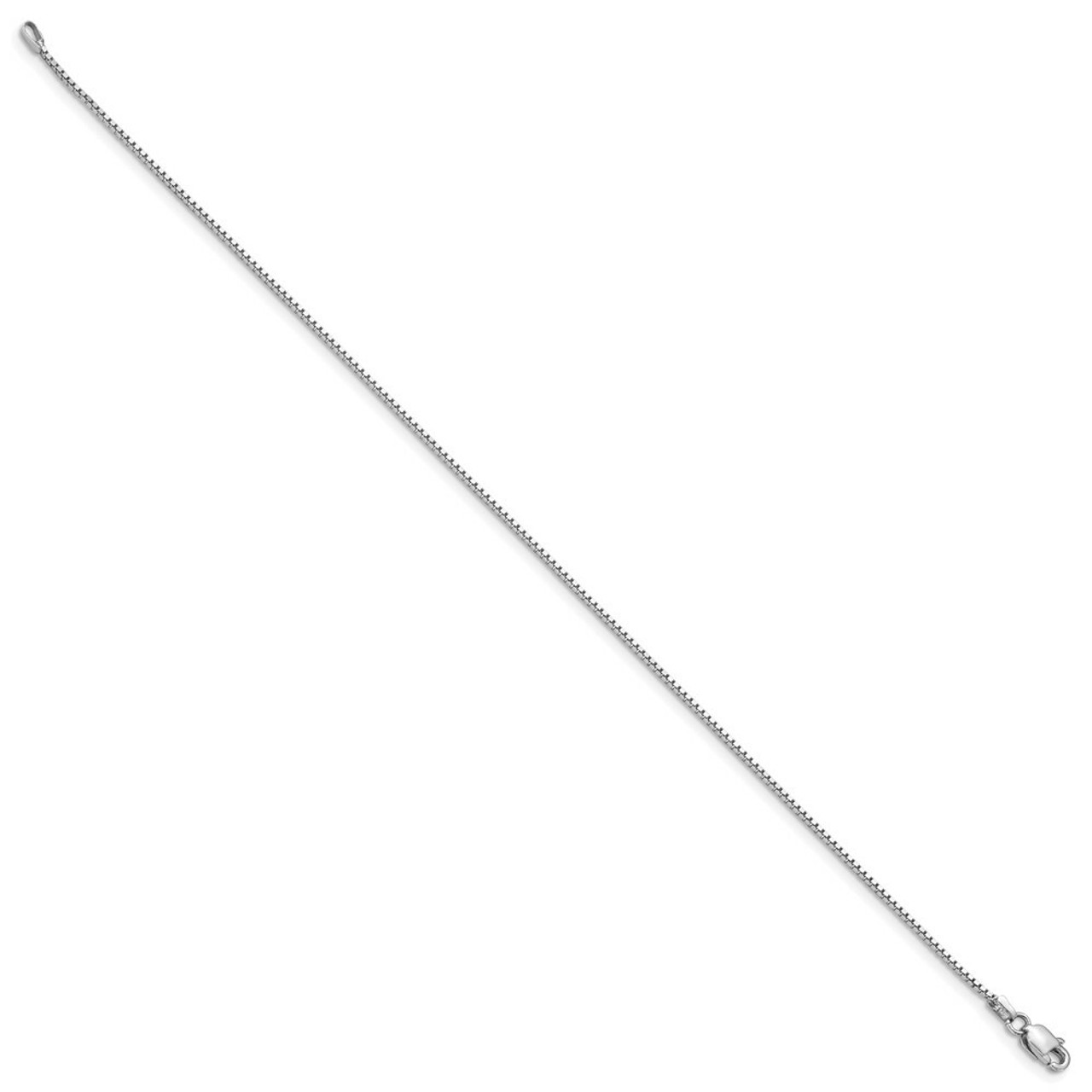 14k White Gold 0.95mm Box Chain Anklet - length: 9'' inches - (C64-183)