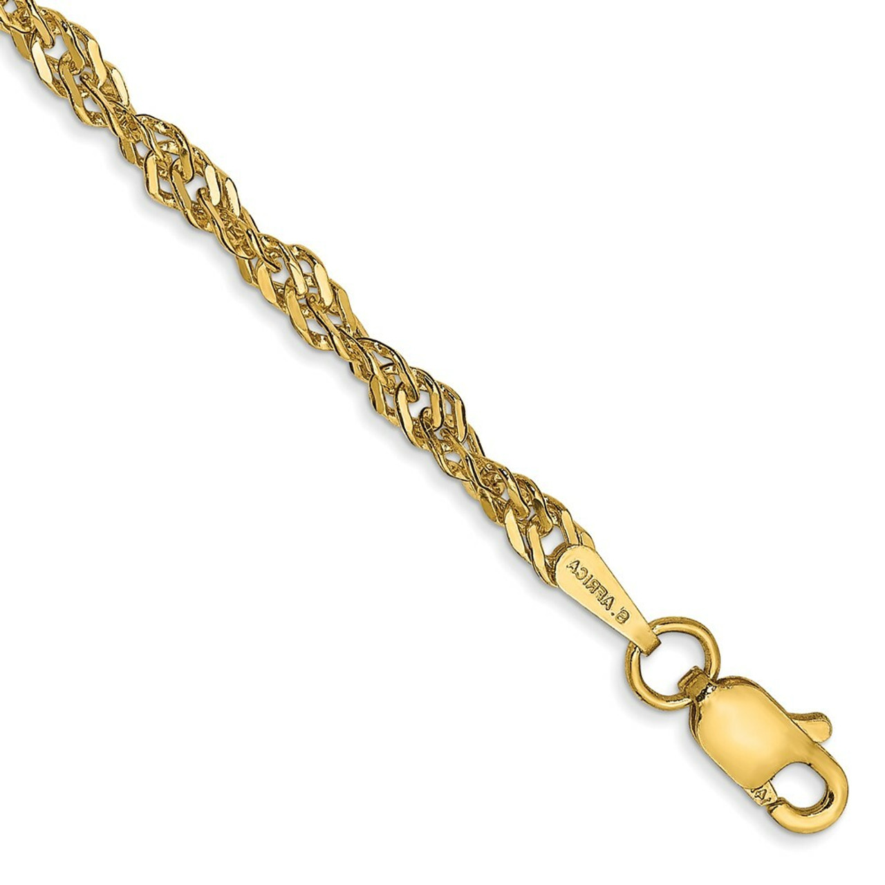 14K Yellow Gold 2.75mm Lightweight Singapore Chain Anklet - length: 9'' inches - (C64-228)