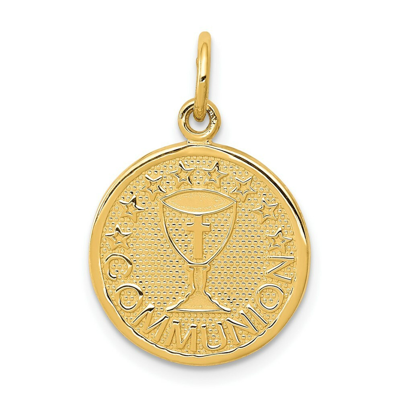 14K Yellow Gold Satin & Polished Communion Charm - (A82-884)