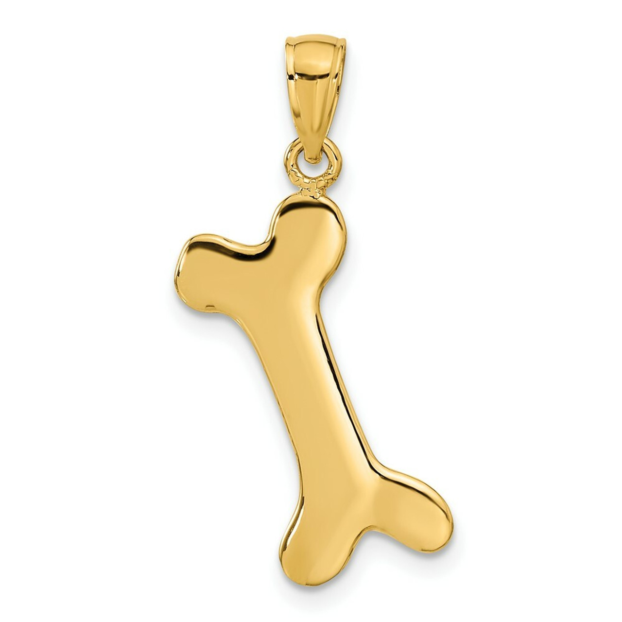 14K Yellow Gold Solid Polished Dog Bone Charm - (A83-209)