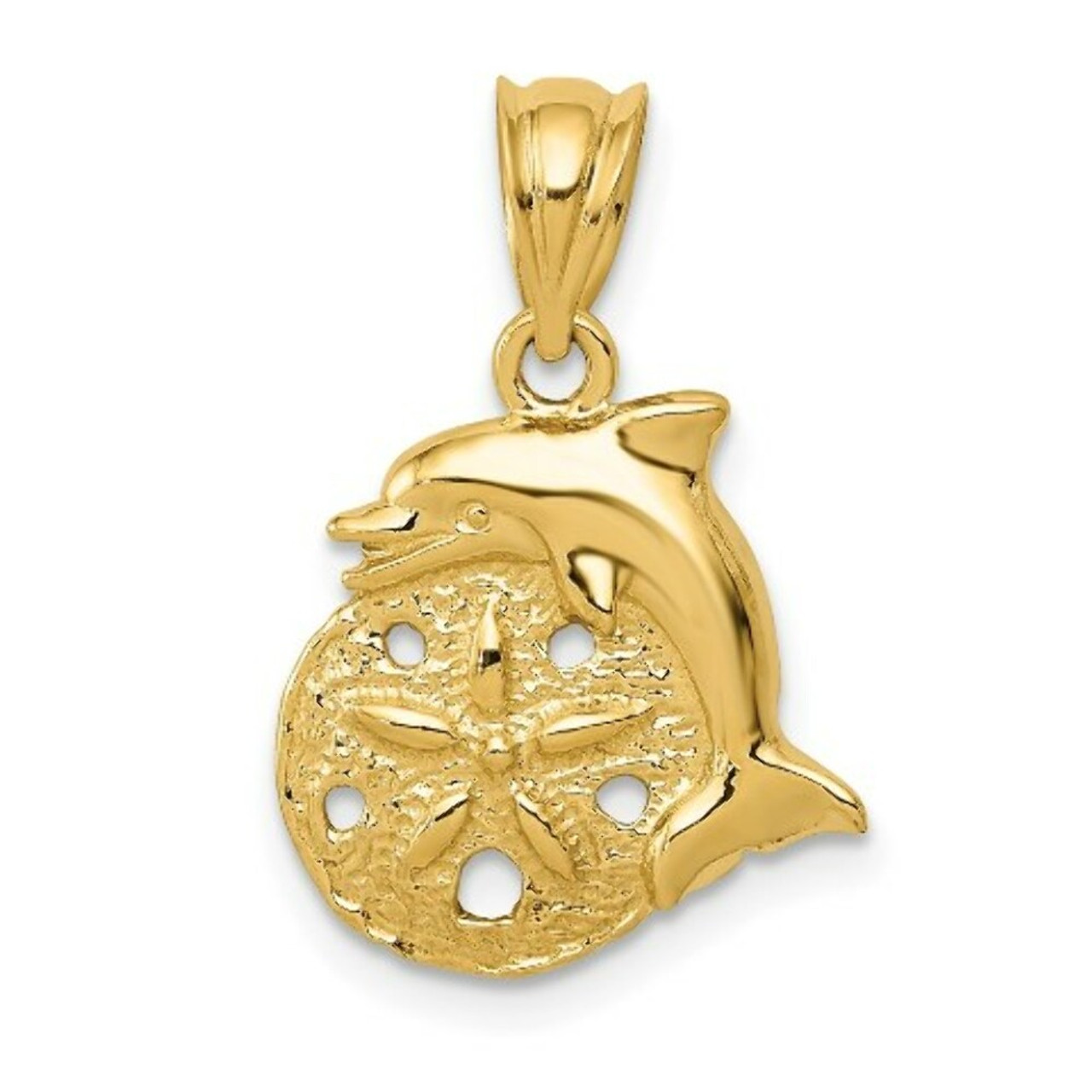 14K Yellow Gold Dolphin & Sanddollar Charm - (A83-525)