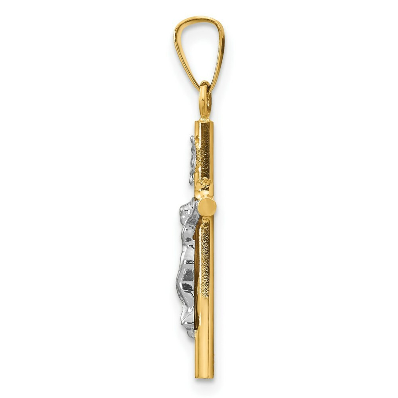 14K Two-tone Gold INRI Crucifix Pendant 28mm length - (A83-591)