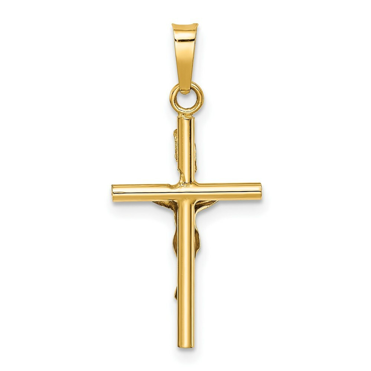 14K Two-tone Gold INRI Crucifix Pendant 28mm length - (A83-591)