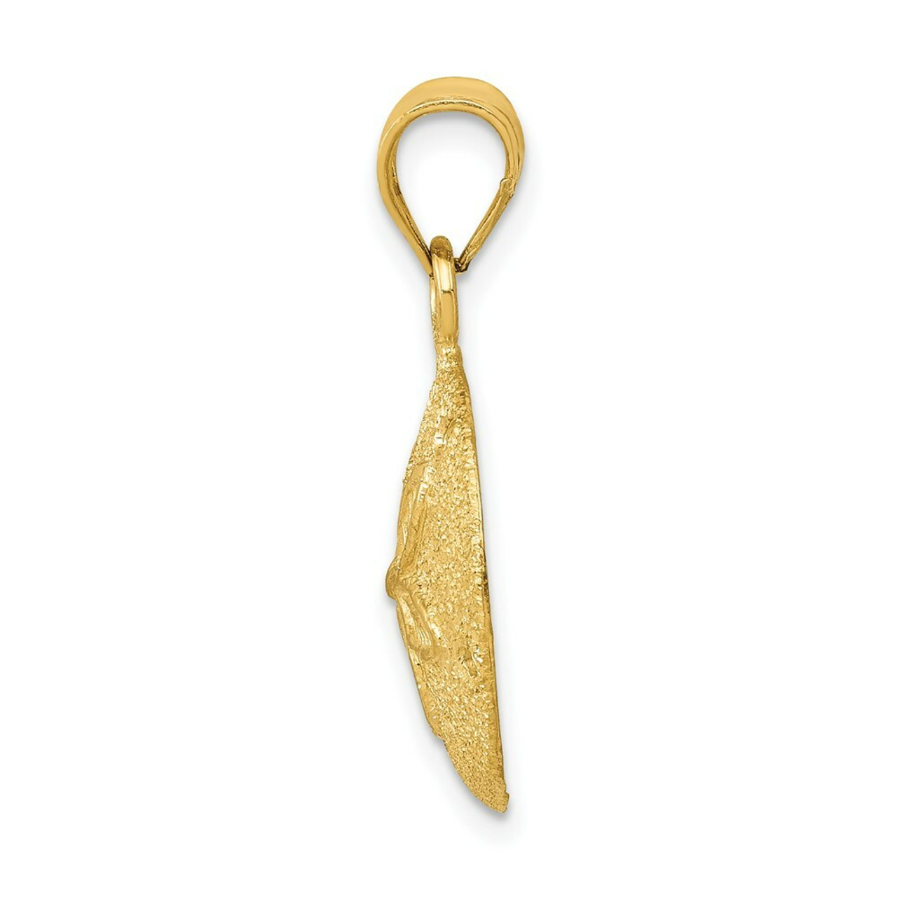 14K Yellow Gold Solid Polished Laser-Cut Sand Dollar Pendant - (A84-394)