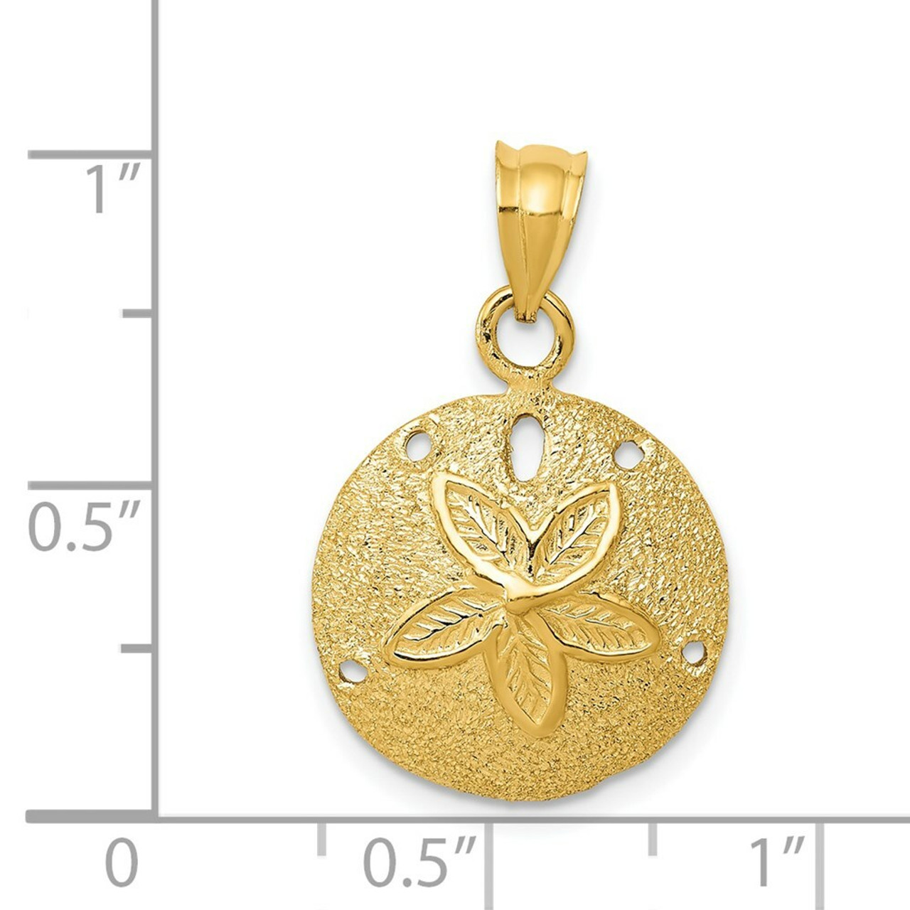 14K Yellow Gold Solid Polished Laser-Cut Sand Dollar Pendant - (A84-394)
