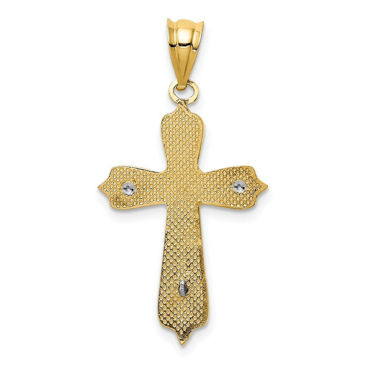 14K Two-tone Gold Crucifix Pendant 34mm length - (A84-481)