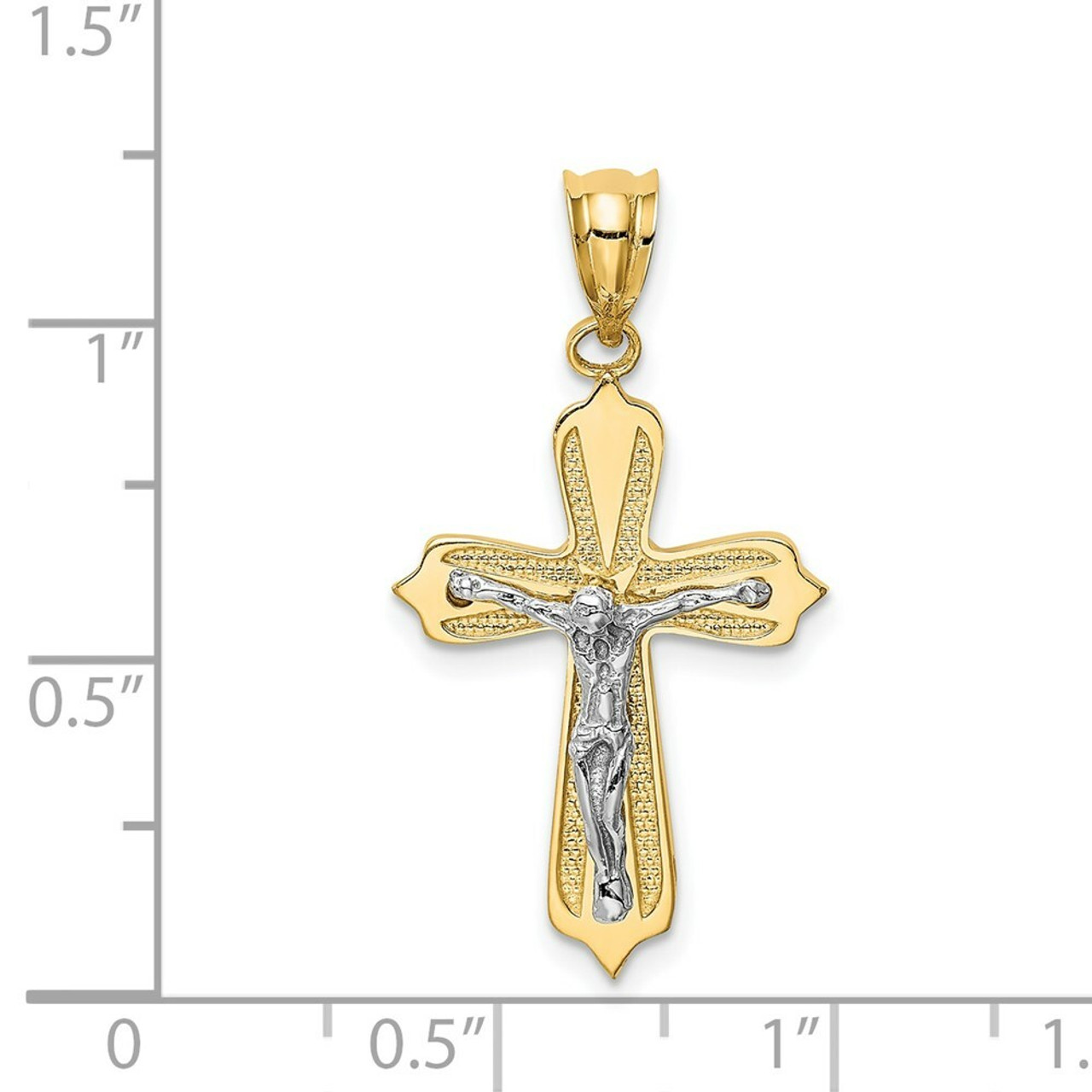 14K Two-tone Gold Crucifix Pendant 34mm length - (A84-481)