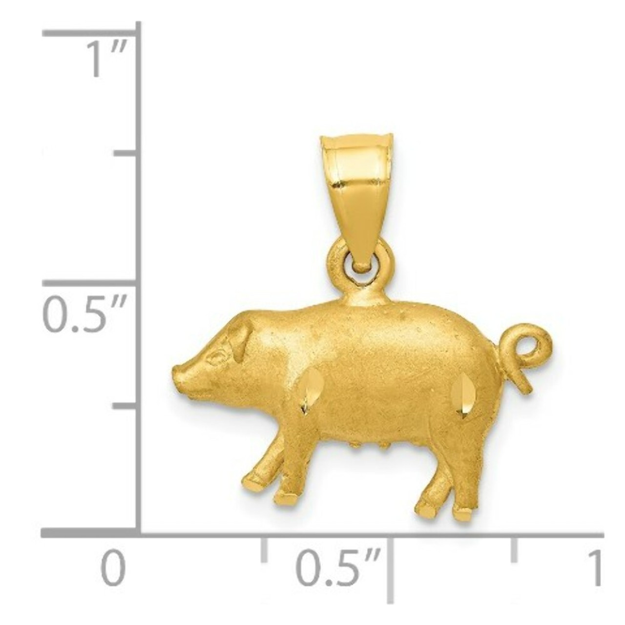 14K Yellow Gold Diamond-cut Pig Pendant - (A84-781)