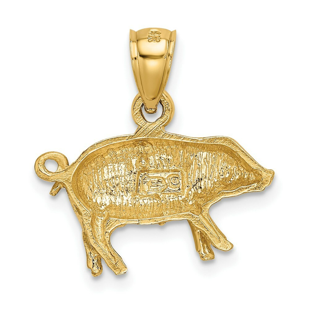 14K Yellow Gold Diamond-cut Pig Pendant - (A84-781)