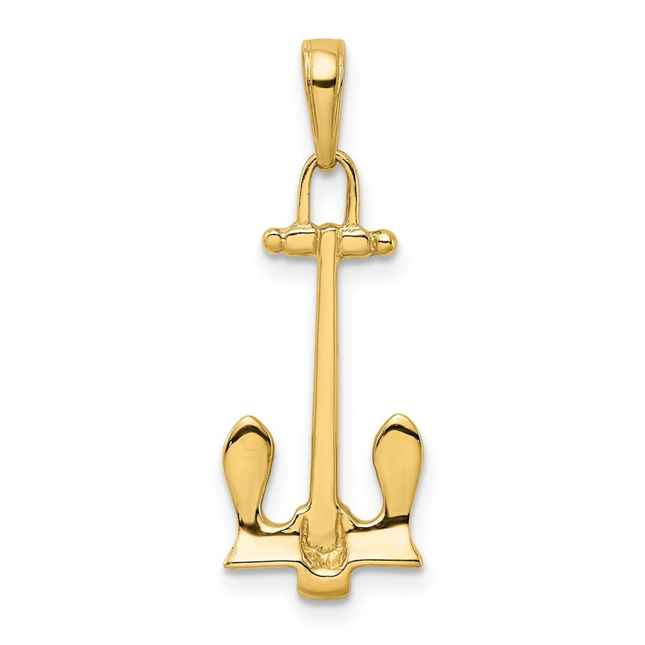 14K Yellow Gold Navy Anchor Pendant - (A85-214)
