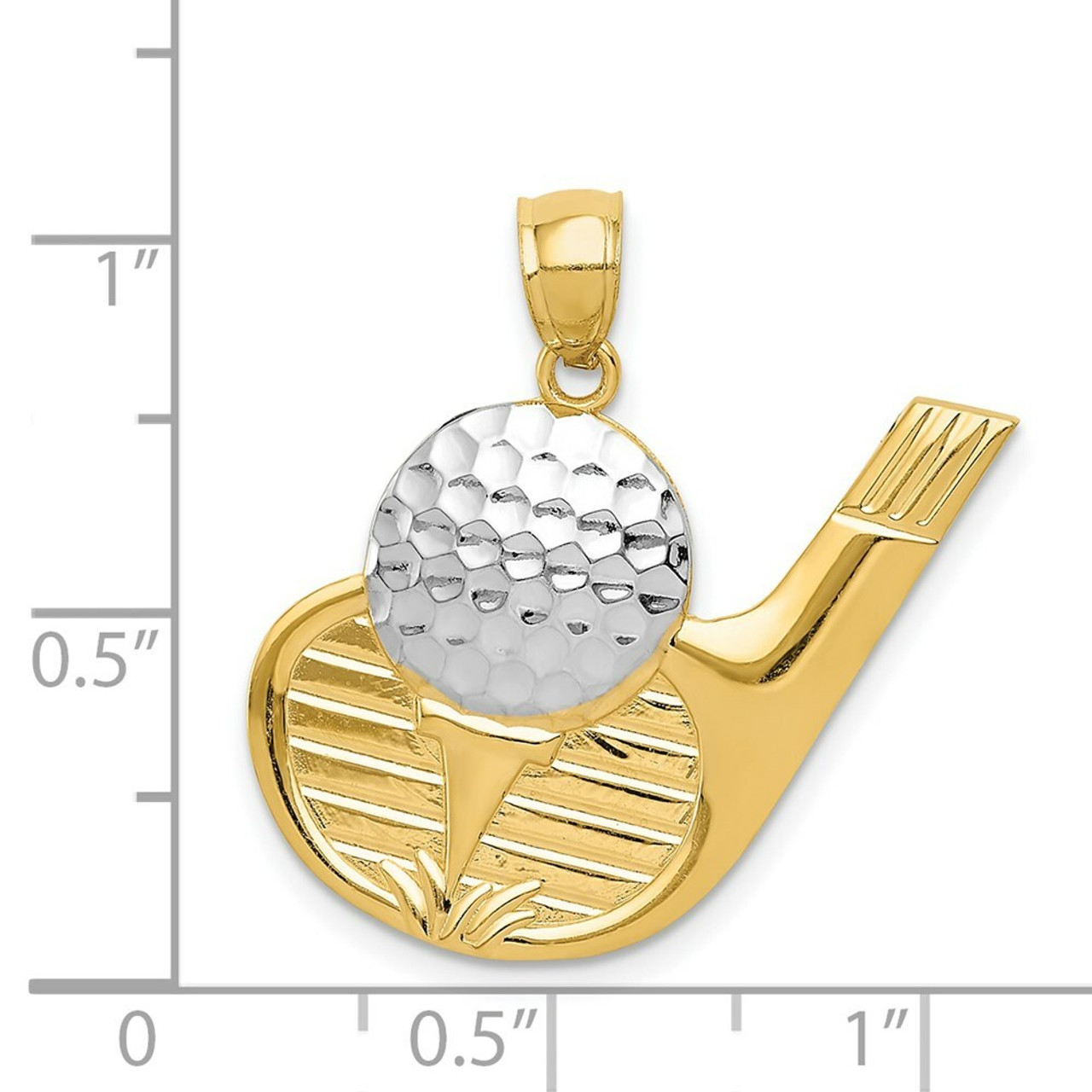 14K Yellow Gold and Rhodium Golf Pendant - (A85-237)