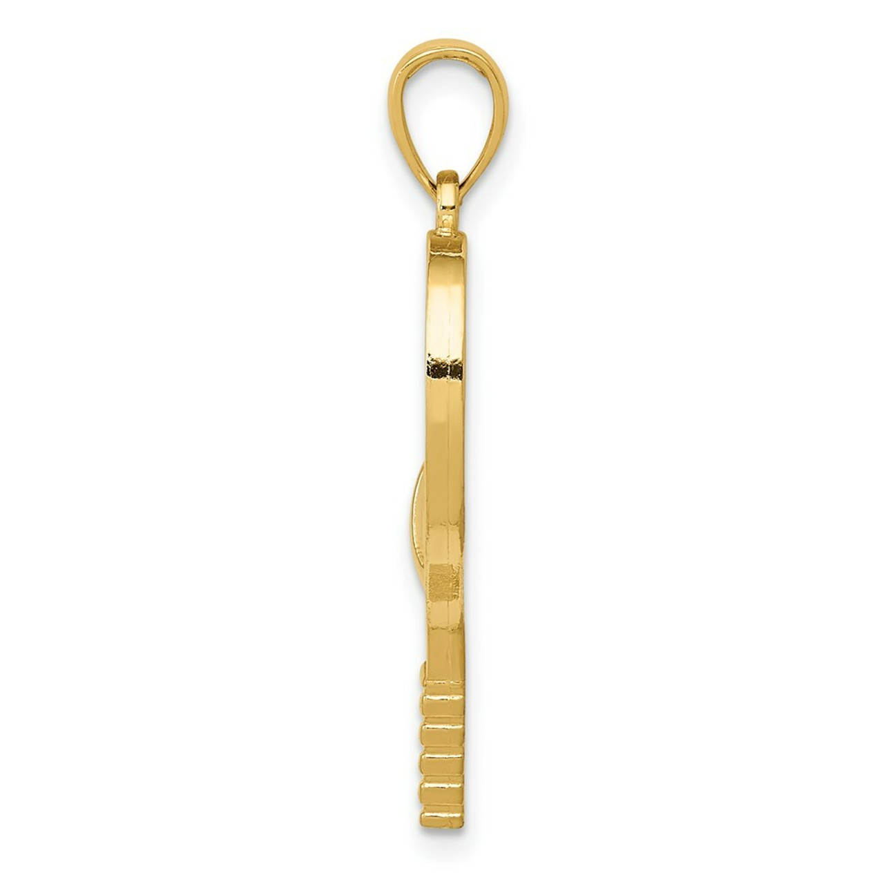 14K Yellow Gold Diamond-cut Tennis Racquet Charm - (A85-309)