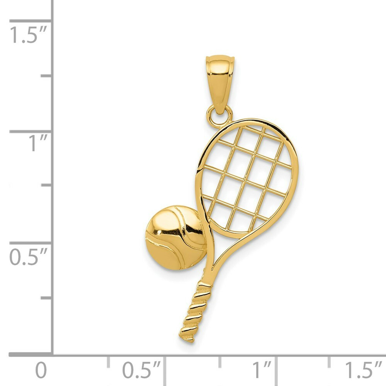 14K Yellow Gold Diamond-cut Tennis Racquet Charm - (A85-309)
