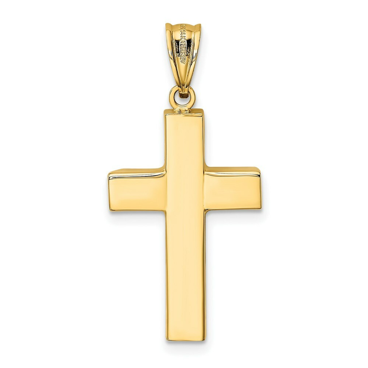 14K Yellow Gold Hollow Cross Pendant 26mm length - (A85-406)