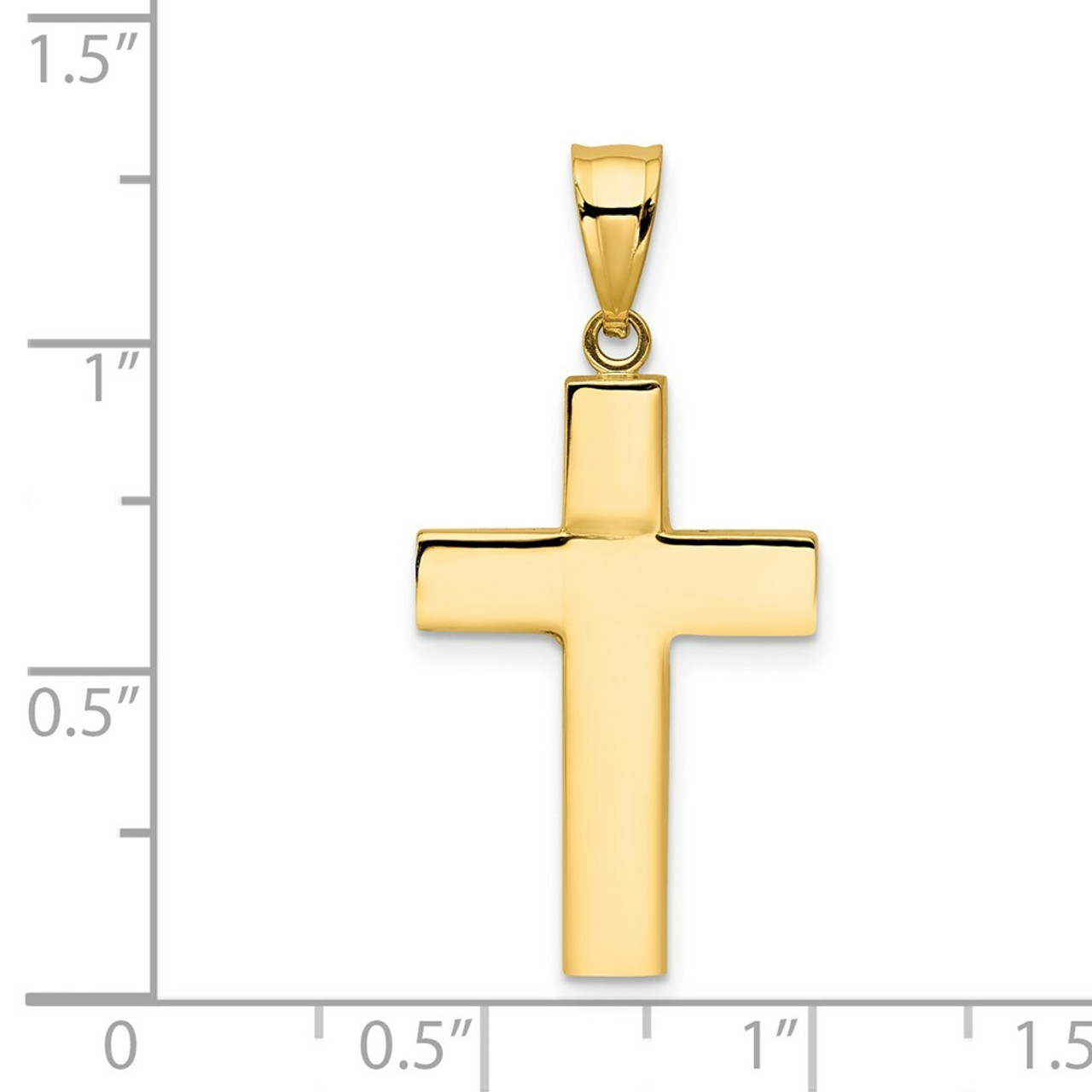14K Yellow Gold Hollow Cross Pendant 26mm length - (A85-406)
