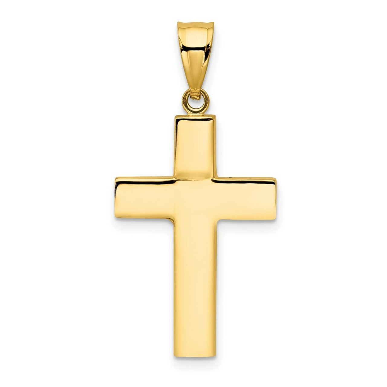 14K Yellow Gold Hollow Cross Pendant 26mm length - (A85-406)