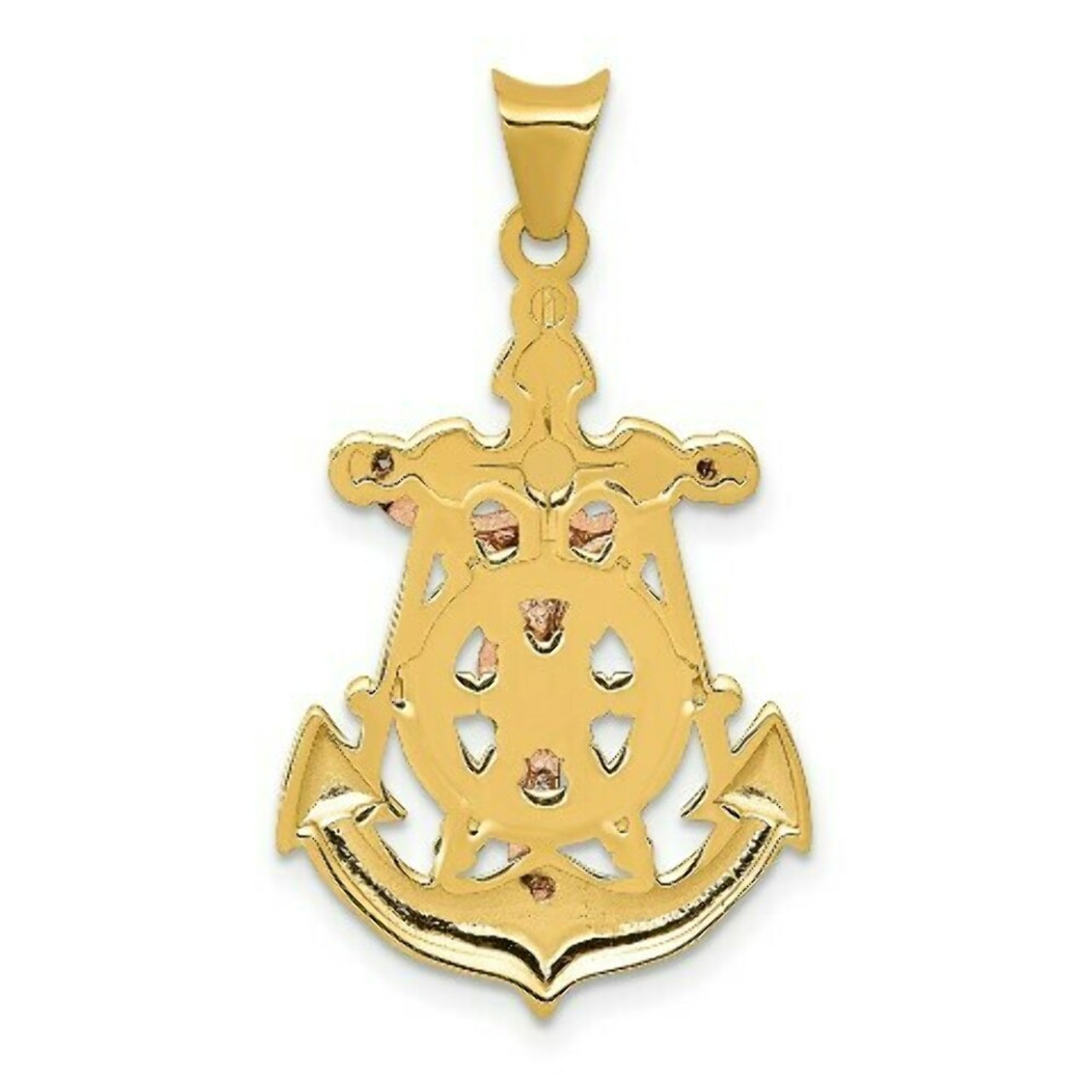 14k Tri-color Gold Mariner Crucifix Pendant - (A86-182)