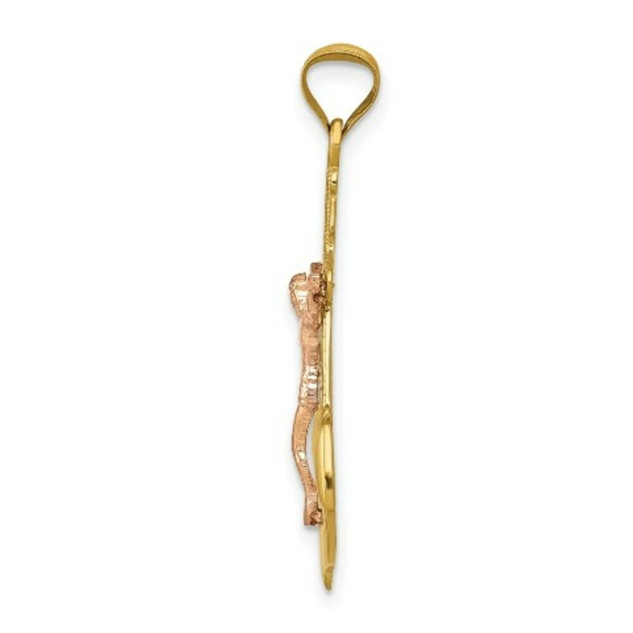 14k Tri-color Gold Mariner Crucifix Pendant - (A86-182)
