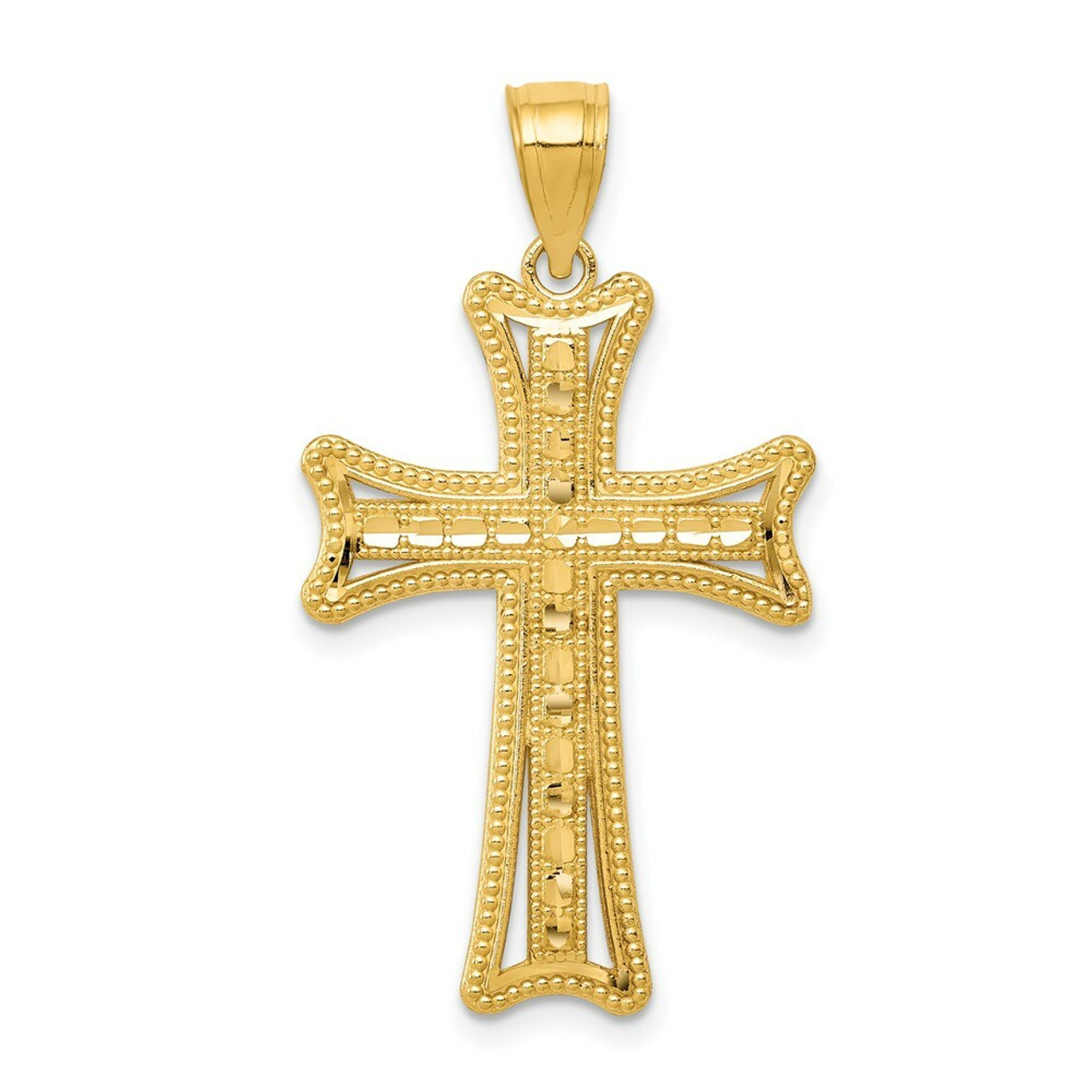14k Yellow Gold Diamond-cut Cross Pendant - (A86-296)